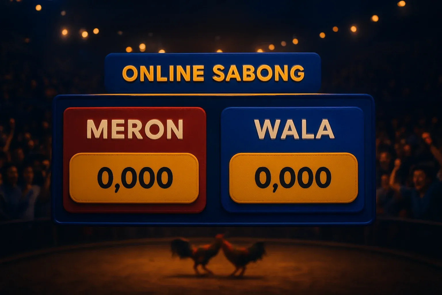 Philippine online sabong betting interface with Meron and Wala panels